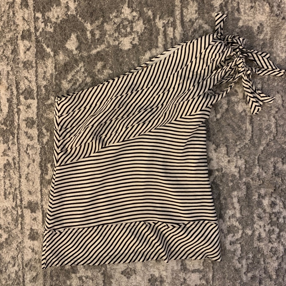 BCBG One Sleeve Striped Blouse